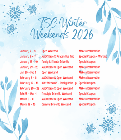 TSC 2026 Winter Weekends List