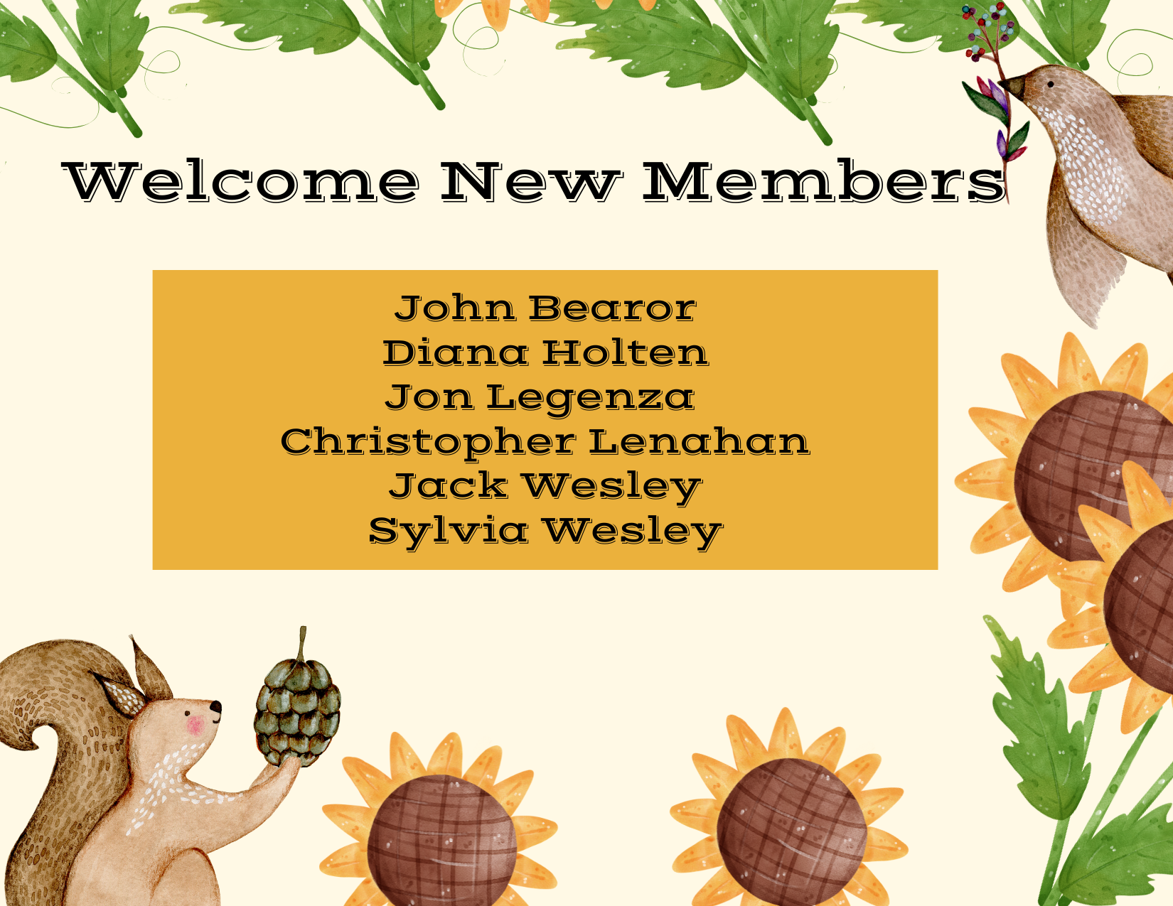 New Members thru 9.17.25