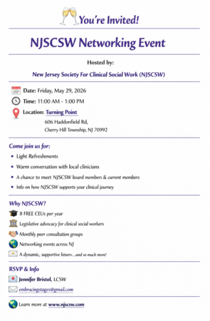 NJSCSW Networking Event Flyer 2026